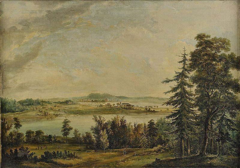 Carl Jonas Linnerhielm View over Hallsnas mansion oil painting picture